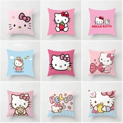 Hello Kitty Pillowcase Sanrio Cartoon Figure Kitty Print Sofa Pillow Case Room Decorations Double Sided Throwing Pillow Girl