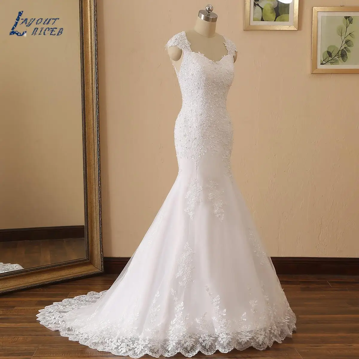 Ivory Lace Appliques Beading Vestidos De Casamento, Querida Vestidos De Noiva, Cap Sleeve, Sereia, Elegante, 2024