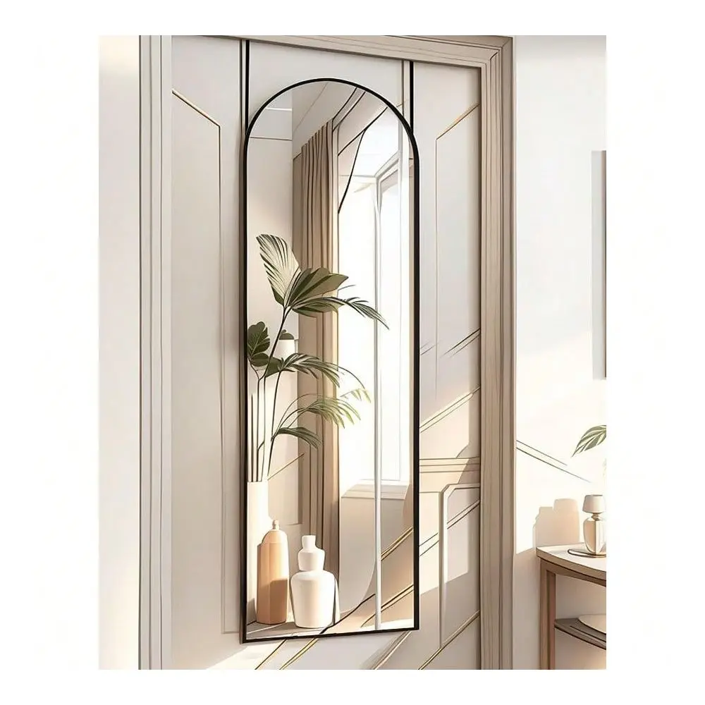 

48 Arched Vertical Wall Mirror Black Over The Door Full Body Hanging Door Mirror