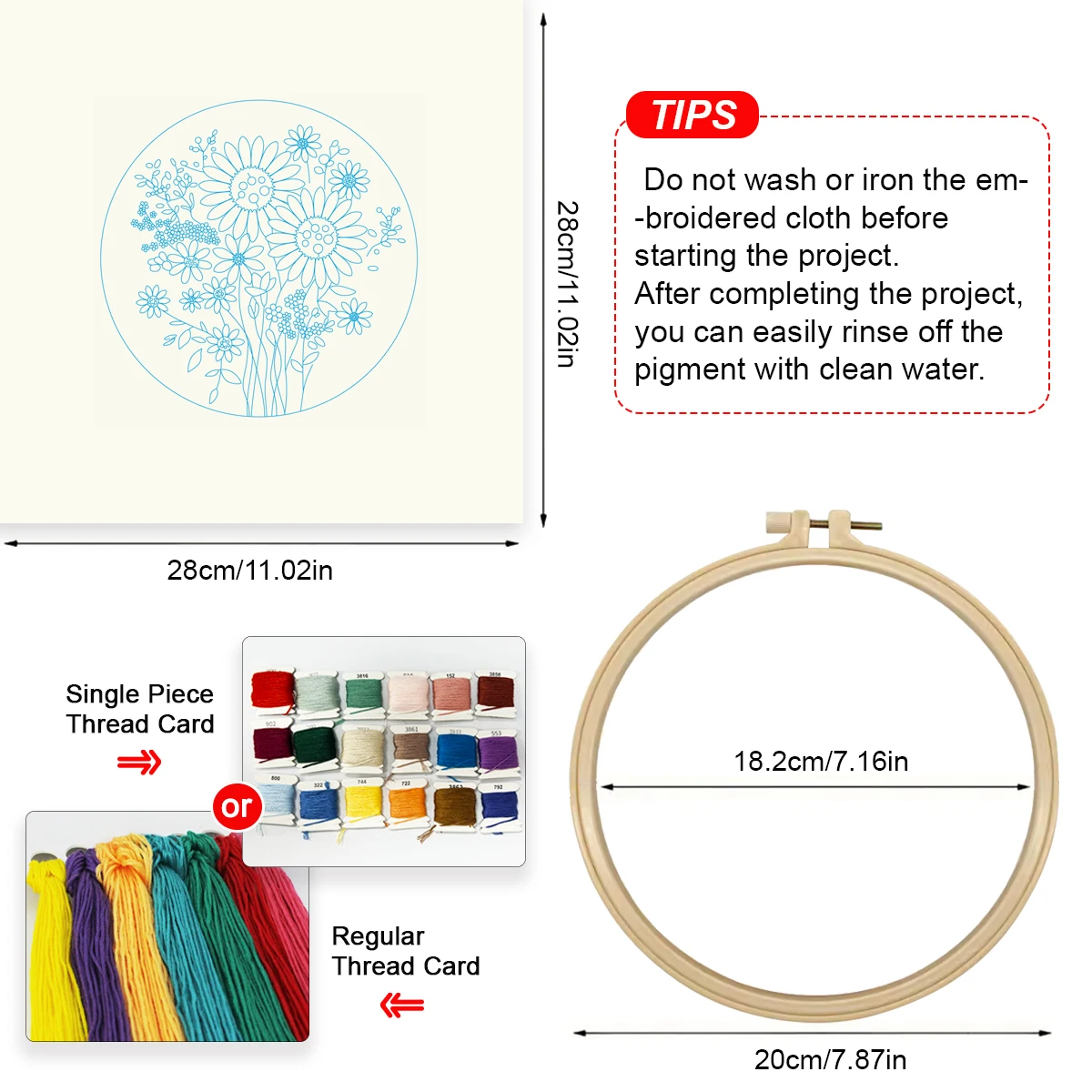 Das wunderschöne Blumen-DIY-Stickset für Anfänger ist zum Drucken, Nähen, Kunst, Basteln, Malen und Heimdekoration konzipiert – Detail 3
