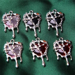 10pcs 32*19mm Bound Heart Colorful Rhinestone Pendant DIY Gothic Necklace Earrings Mobile Phone Chain Accessories