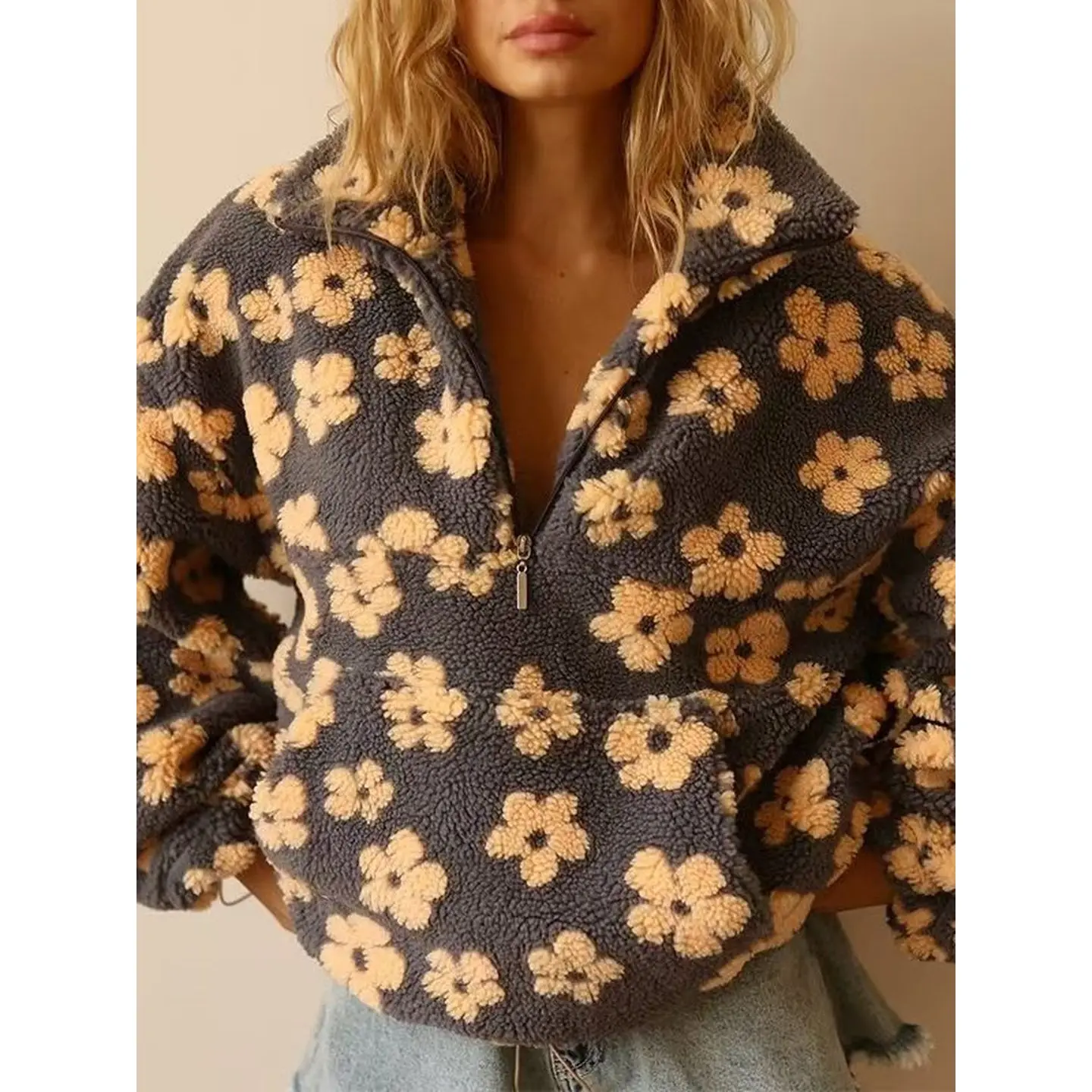 

Модная свободная толстовка с длинными рукавами, на молнии, с воротником-стойкой, с принтом, женская, весенняя, повседневная, удобная, унисекс, брендовая