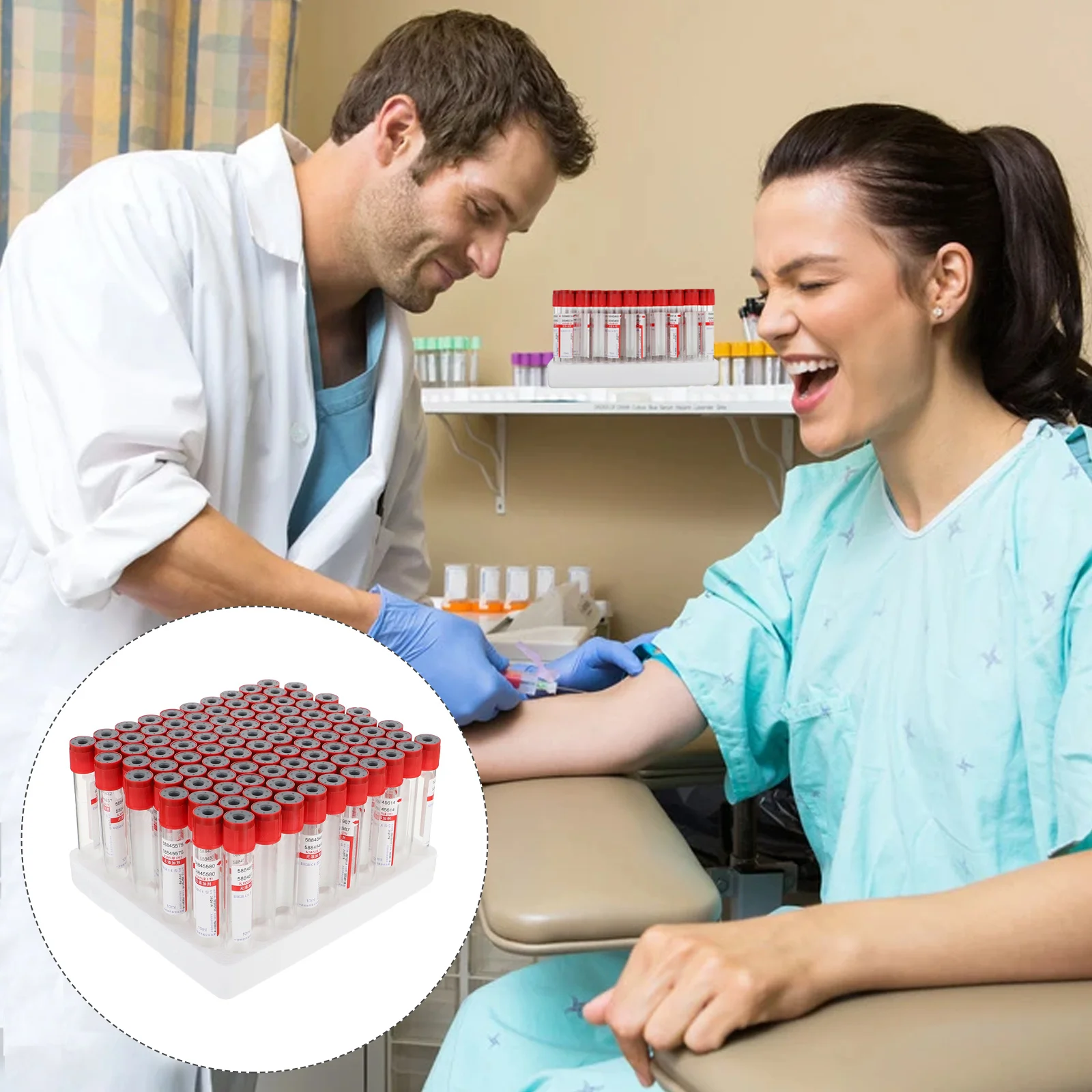 

100pcs Blood Collection Tube Disposable Vacuum Glass Test Tubes For Laboratory Safe Sealing Negative Pressure Durable Experiment