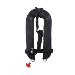 Automatic Black Inflatable Life Jacket, 150N PFD, Professional Marine Life Vest for Canoe, SOLAS Approved, EN396 Certified