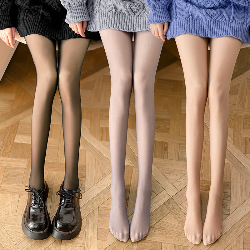 Winter Sexy Thermal Pantyhose Women Fleece Tights Ladies Translucent  Fake Thermal Stockings Winter Warm Leggings Fleece Panty