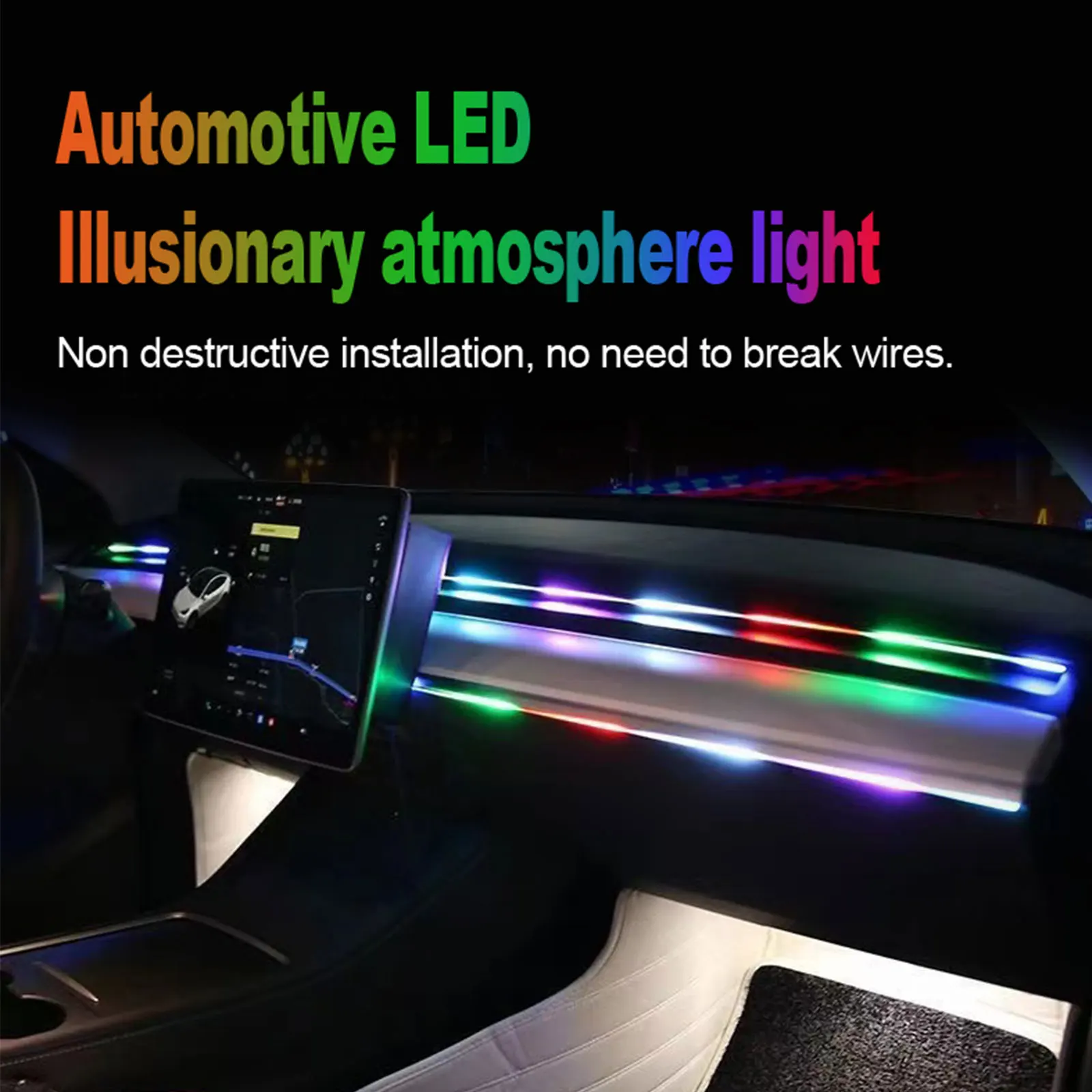 

Universal USB Car LED Ambient Light Acrylic Strips Full Colors RGB Car Interior Hidden App Remote Control Atmosphere Lamp