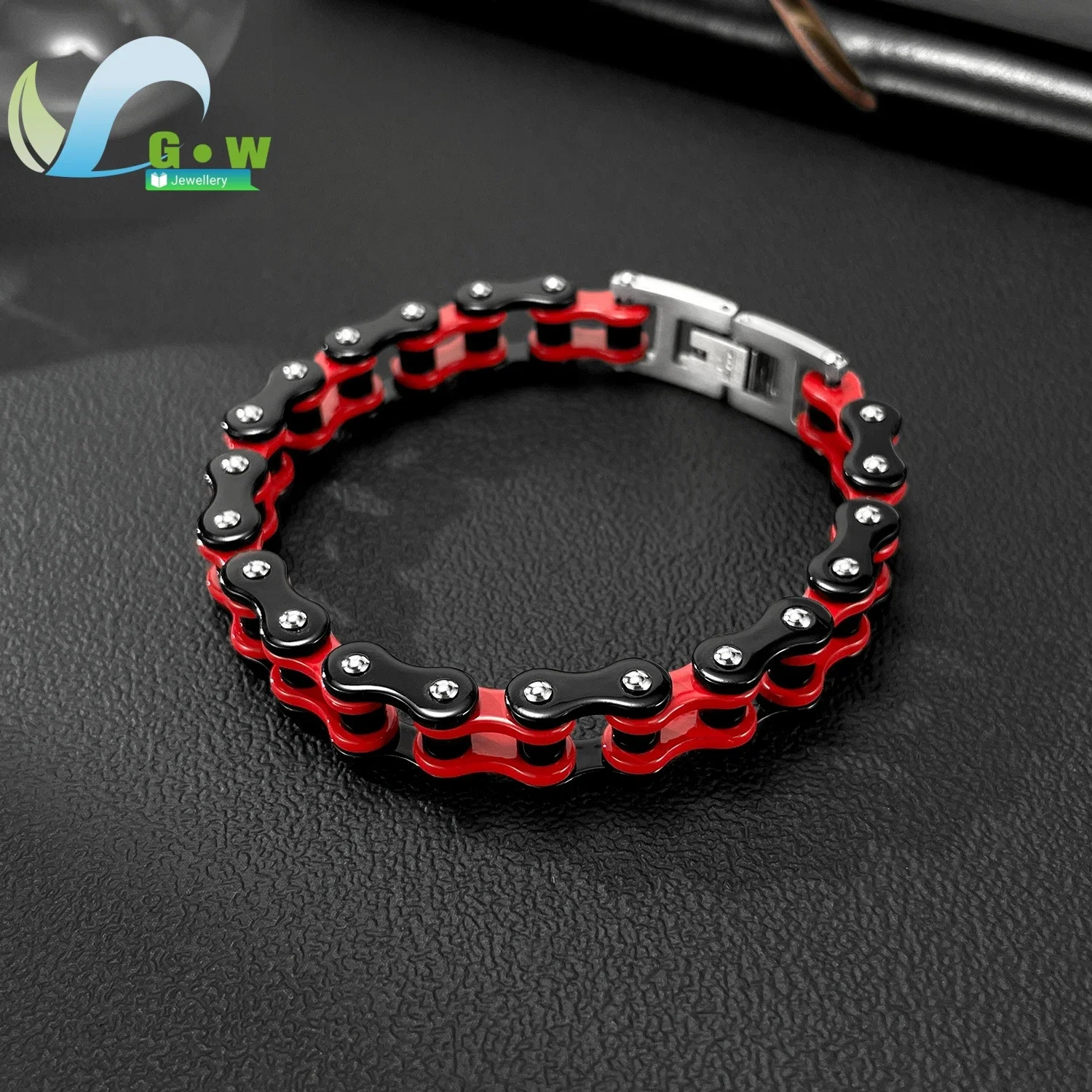 Stainless Steel Chain Bracelet For Men Titanium Steel Motorcycle Biker Link Wristband Heavy Punk Rock Fashion European American