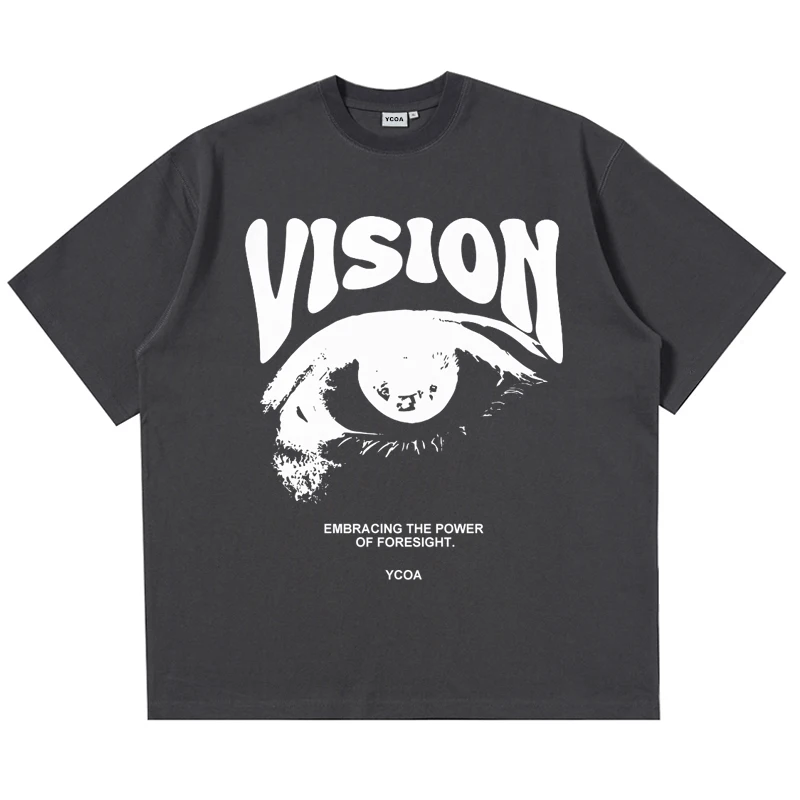 Men's T-Shirt Oversized 100% Cotton Eye Graphic Korean Summer Y2k Tops Tees Streetwear Harajuku Short Sleeve Aesthetic Clothing image 3