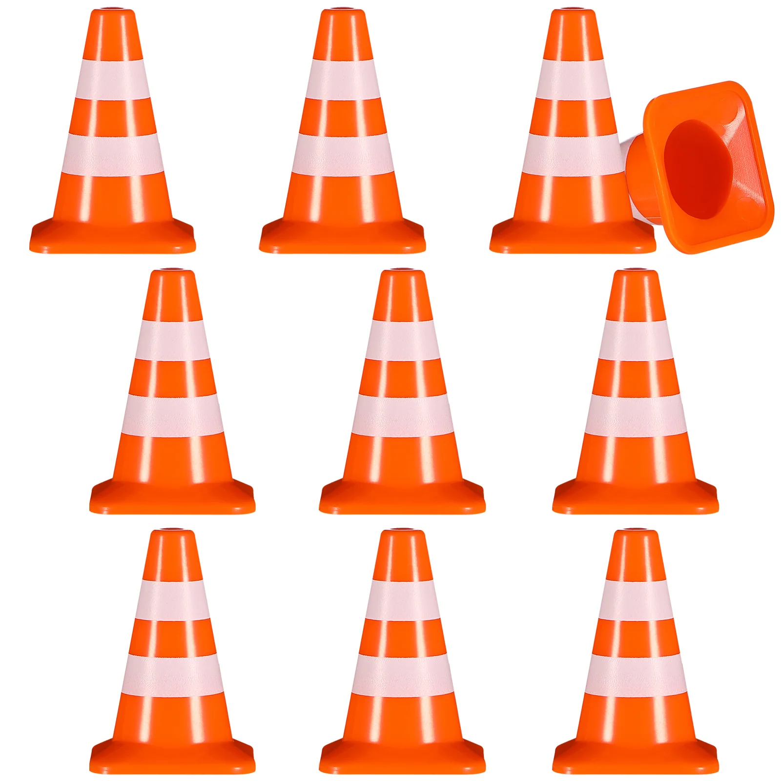 7 Pcs Mini Orange Cones Road Sign Outdoor Playset Simulation Roadblocks Top Hat