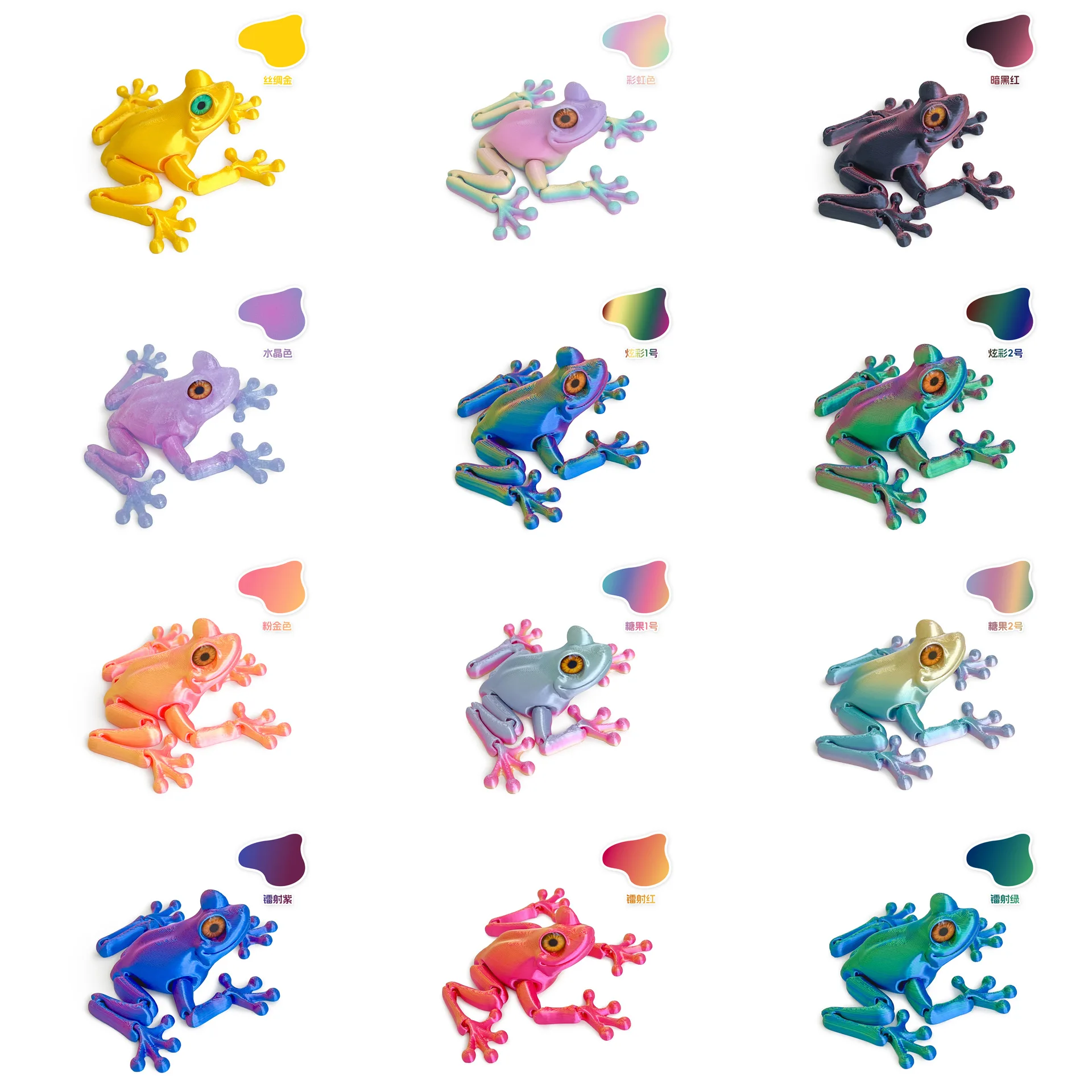 Nieuwe 3D Gedrukt Kikker Model Multi-joint Beweegbare Met Ogen Gesimuleerde Dieren Kikker Figuur Speelgoed Voor Room Decor Accessoires kids Gift