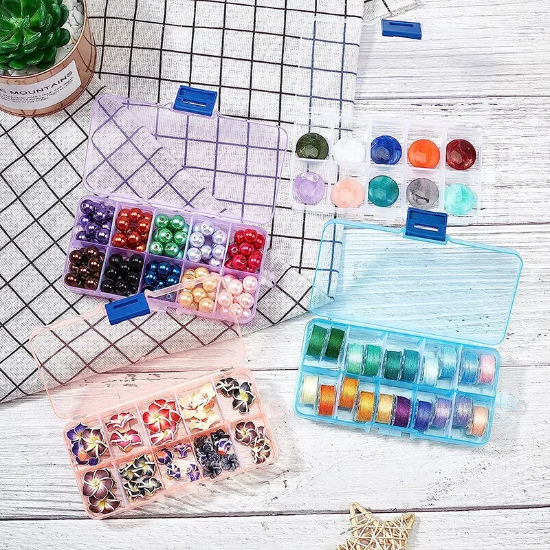 10Grids Plastic Organizer Box Clear Removable Storage Container Jewelry Case Adjustable Divider Box DIY Craft Jewelry Containers