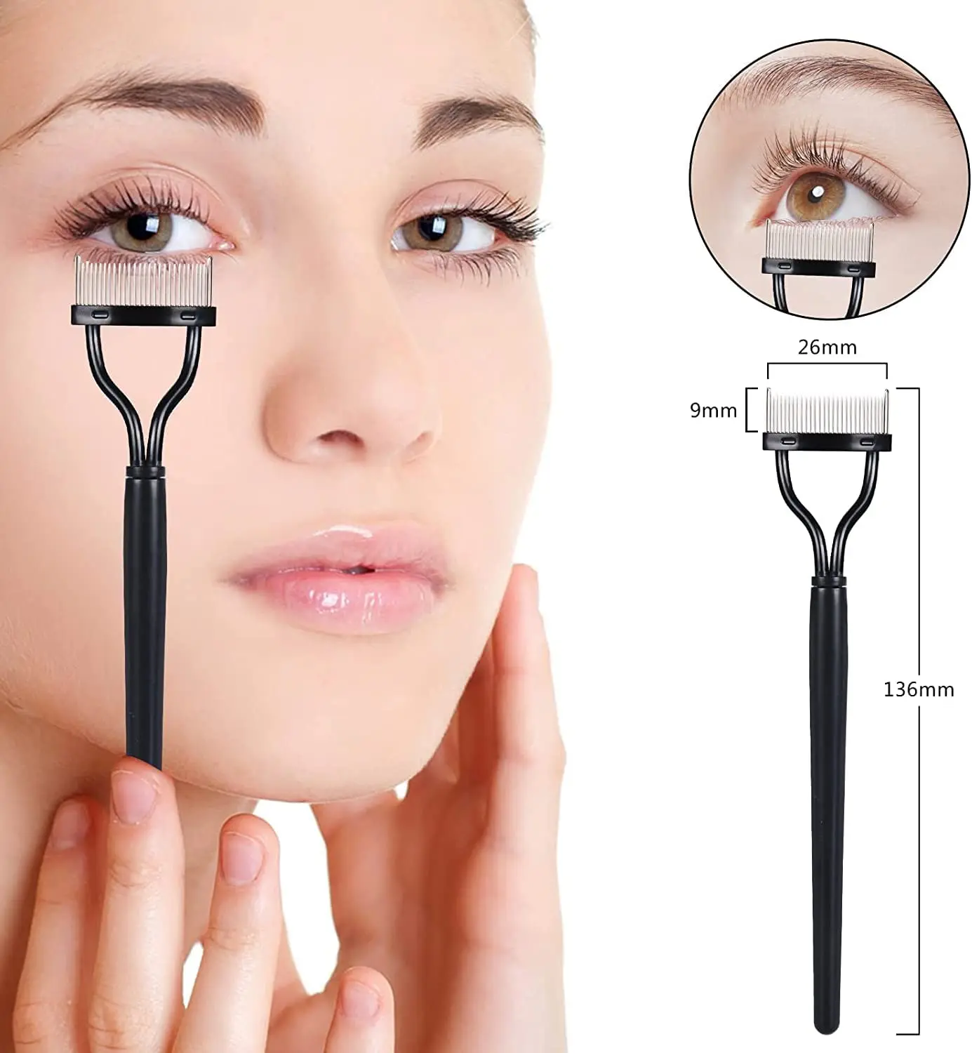 Peigne à cils, brosse à sourcils, séparateur de cils, applicateur de Mascara, définition des cils avec couvercle de peigne, outil cosmétique conçu