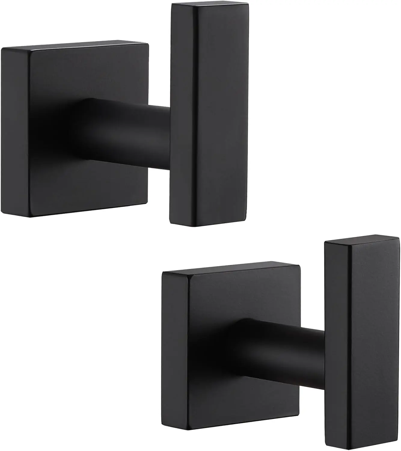 

Matte Black Stainless Steel Towel Hooks, 2 Pack - Simple Wall Mount for Bathroom or Kitchen