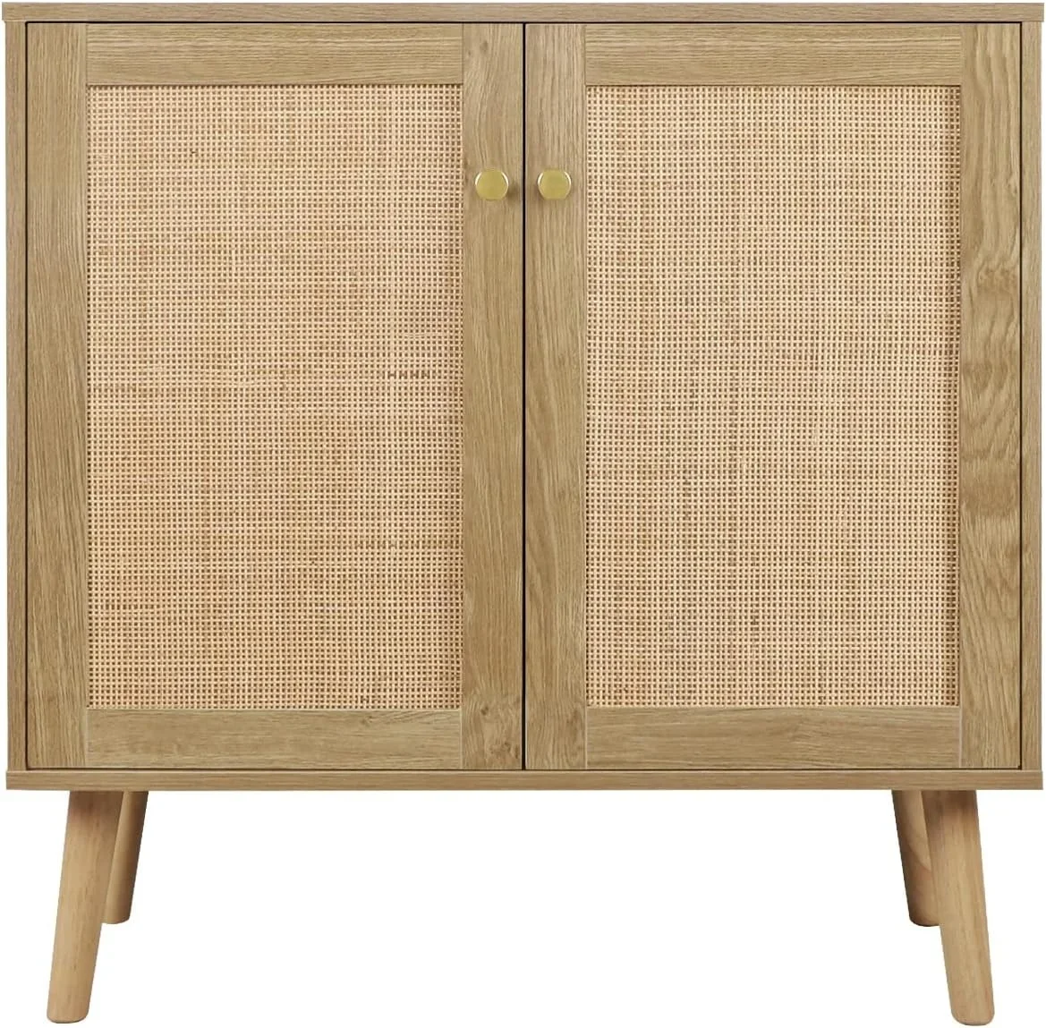 Wholesale 2 Door Rattan Cabinet Recycled pine Buffet Cabinet with Adjustable Shelf Wood Storage Cabinet for Living Room