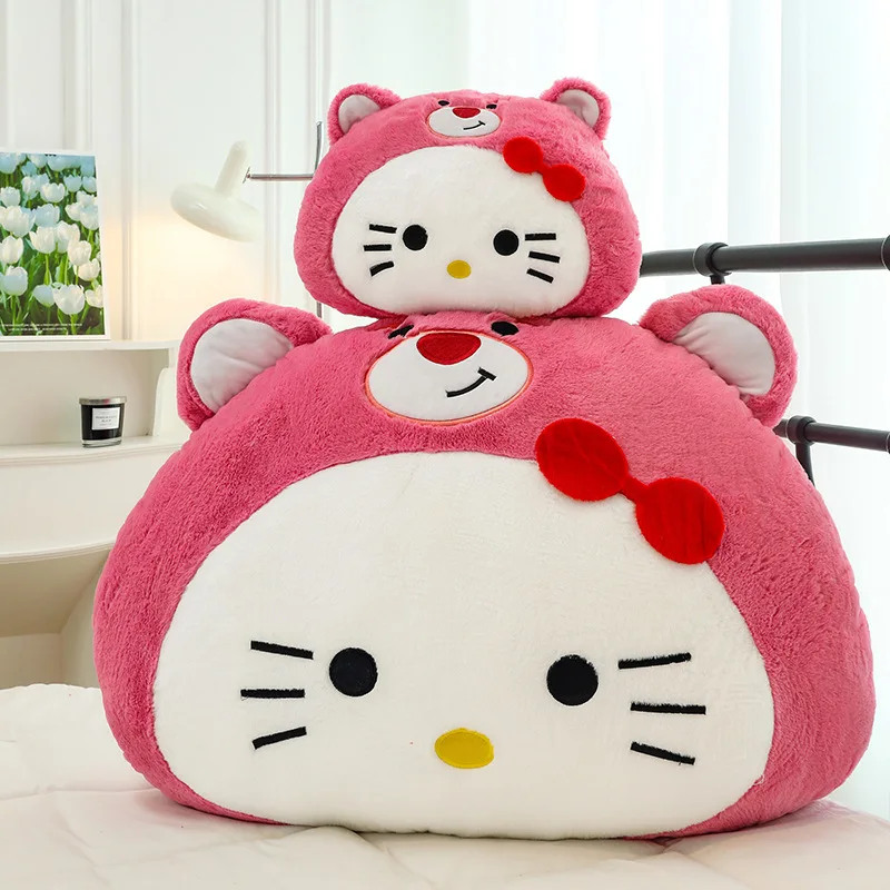 60cm Sanrio Kawaii Hello Kitty Poduszka Pluszowa Zabawka Wypchana Lalka Śliczna Kreskówkowa Kotka Kt Miękka Poduszka Duża dla Dzieci Prezent na Urodziny Boże Narodzenie