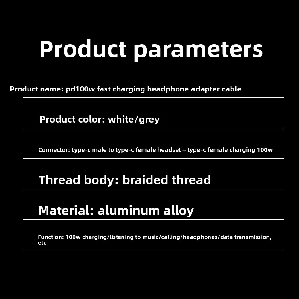 

2 in 1 Design 2-in-1 USB C OTG Adapter Fast Charging PD 100W Type C Splitter Audio Cable USB Female Port USB C Female Port