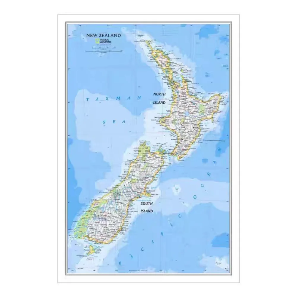 Large HD New Zealand Map Posters Prints Library Wall Chart Cotton Canvas Painting Wall Art Living Room Offices Home Decor - Gift