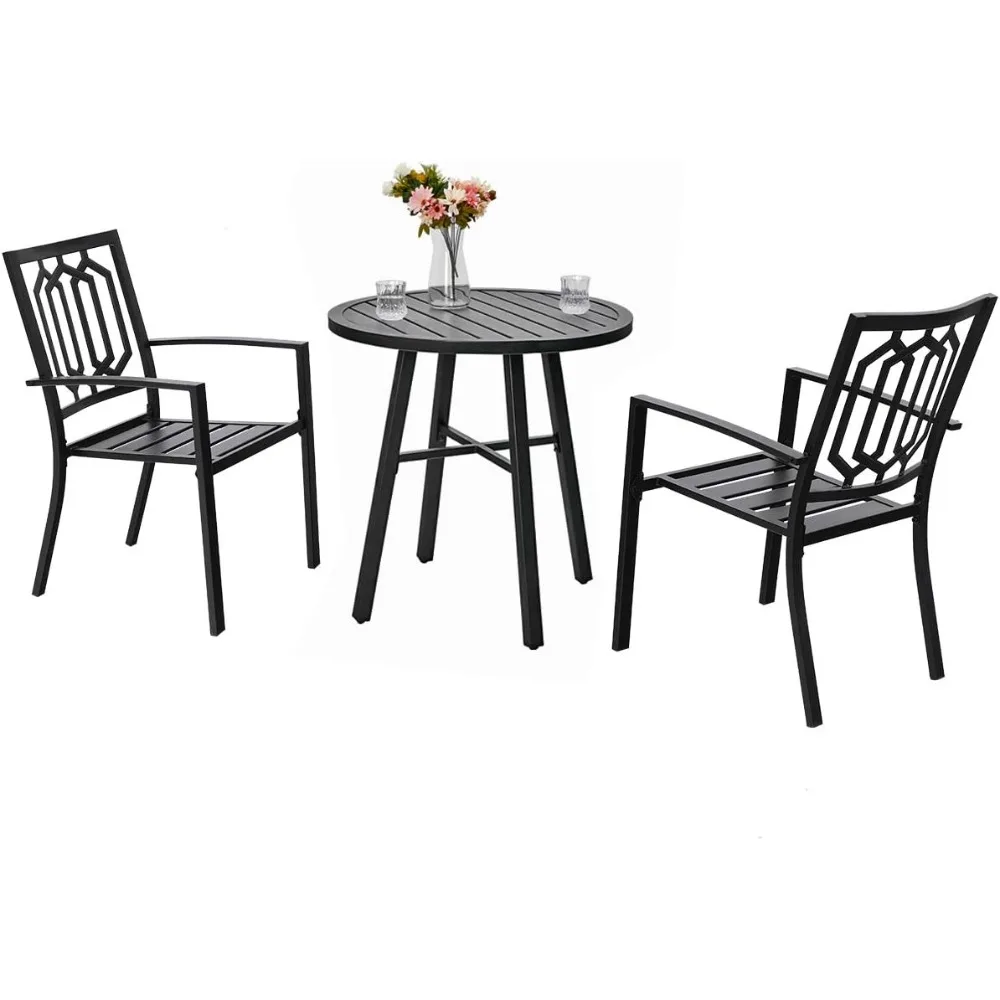 

Metal Outdoor Patio Bistro Set 3 Piece Dining Furniture - Black