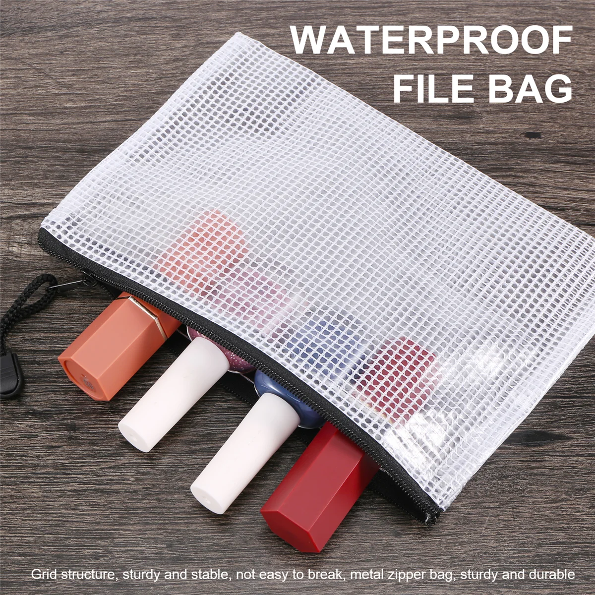 حقيبة شبكية بسحاب للمستندات ، مقاومة للماء ، بلاستيك ، مجلدات ملف بسحاب ، متعددة الأغراض ، مكتب ، منزل ، 8 أحجام متنوعة ، 18