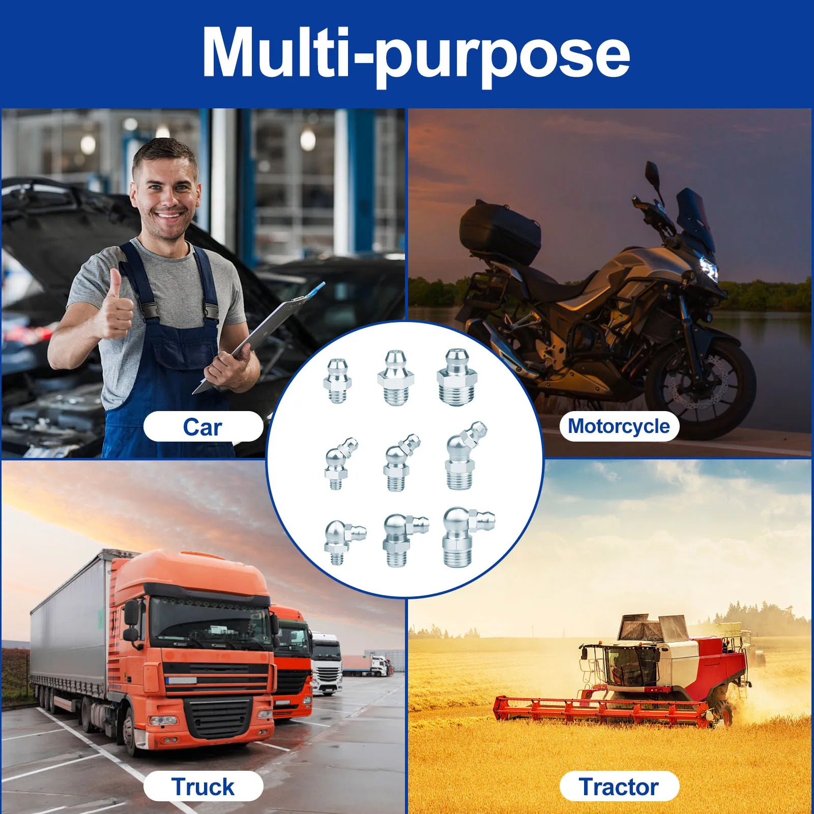 165/90 قطعة SAE وتركيبات الشحوم المترية تشكيلة NPT 1/4 "1/8" M6 M8 M10 طقم تركيبات الشحوم مستقيم 45 90 درجة الشحوم بندقية F