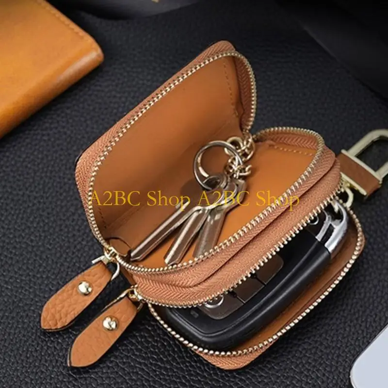 A2BC Car Keychain Covers Men Holder Leather Car Bag Wallets Zipper Case