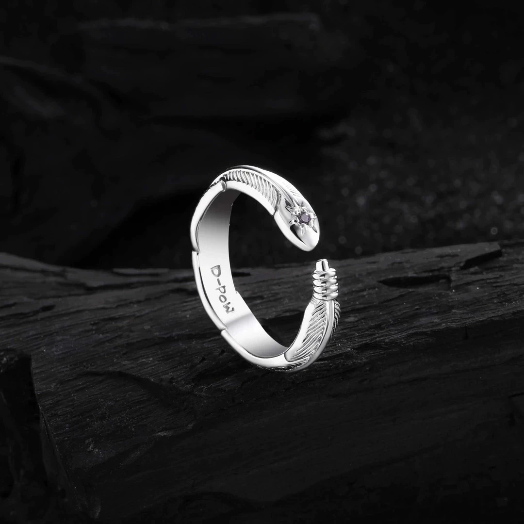 LIVVY الشرير فضي اللون ريشة قابل للتعديل خواتم الاصبع للنساء مجوهرات خمر 2025 العصرية مجوهرات اكسسوارات