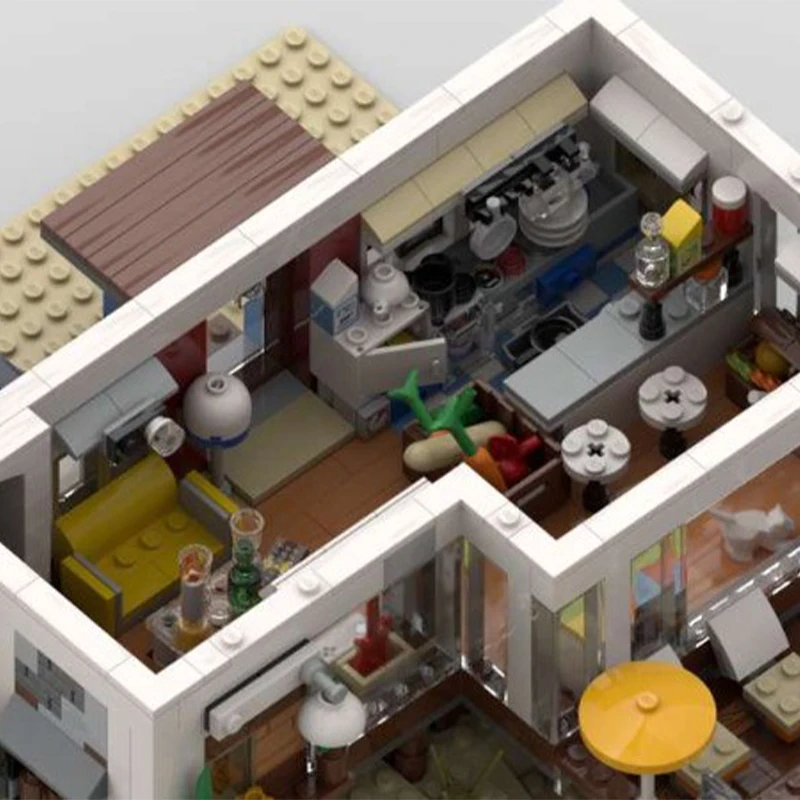 1863 PCS MOC Strandhaus auf der Düne Küstenurlaub Zuhause Meer Villa Modell DIY Modell Bausteine Geburtstag Spielzeug Geschenk