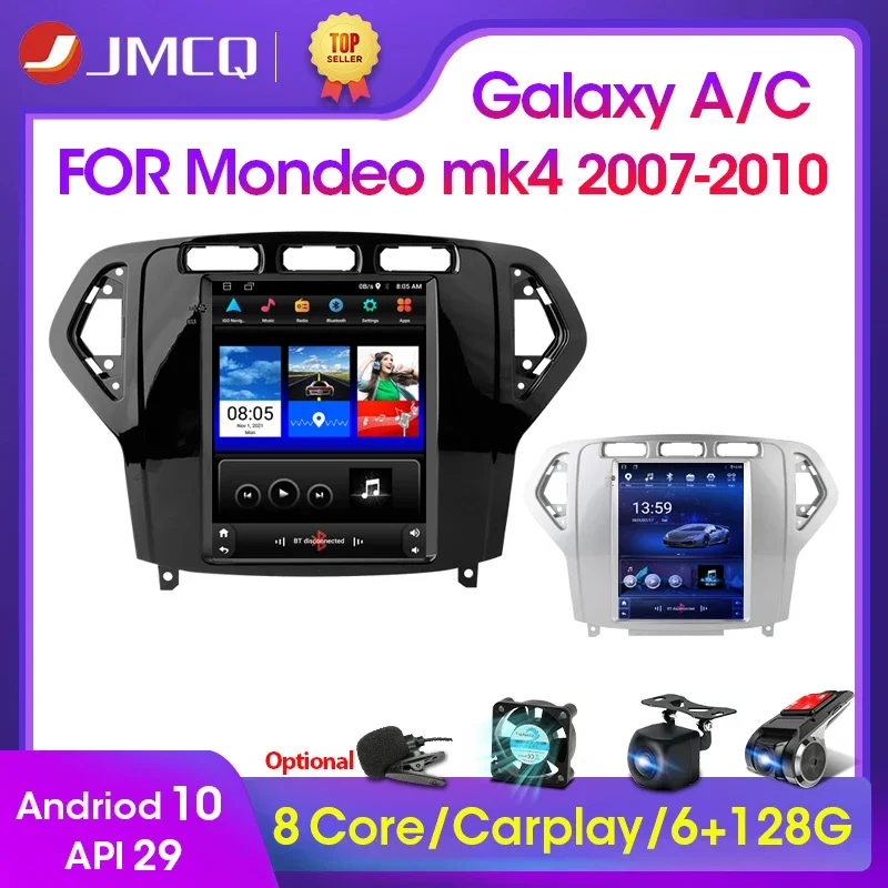 JMCQ 2Din Android Car stereo Radio Multimedia Video Player For Ford Mondeo mk4 Galaxy A/C 2007-2010 4G Carplay 2 din