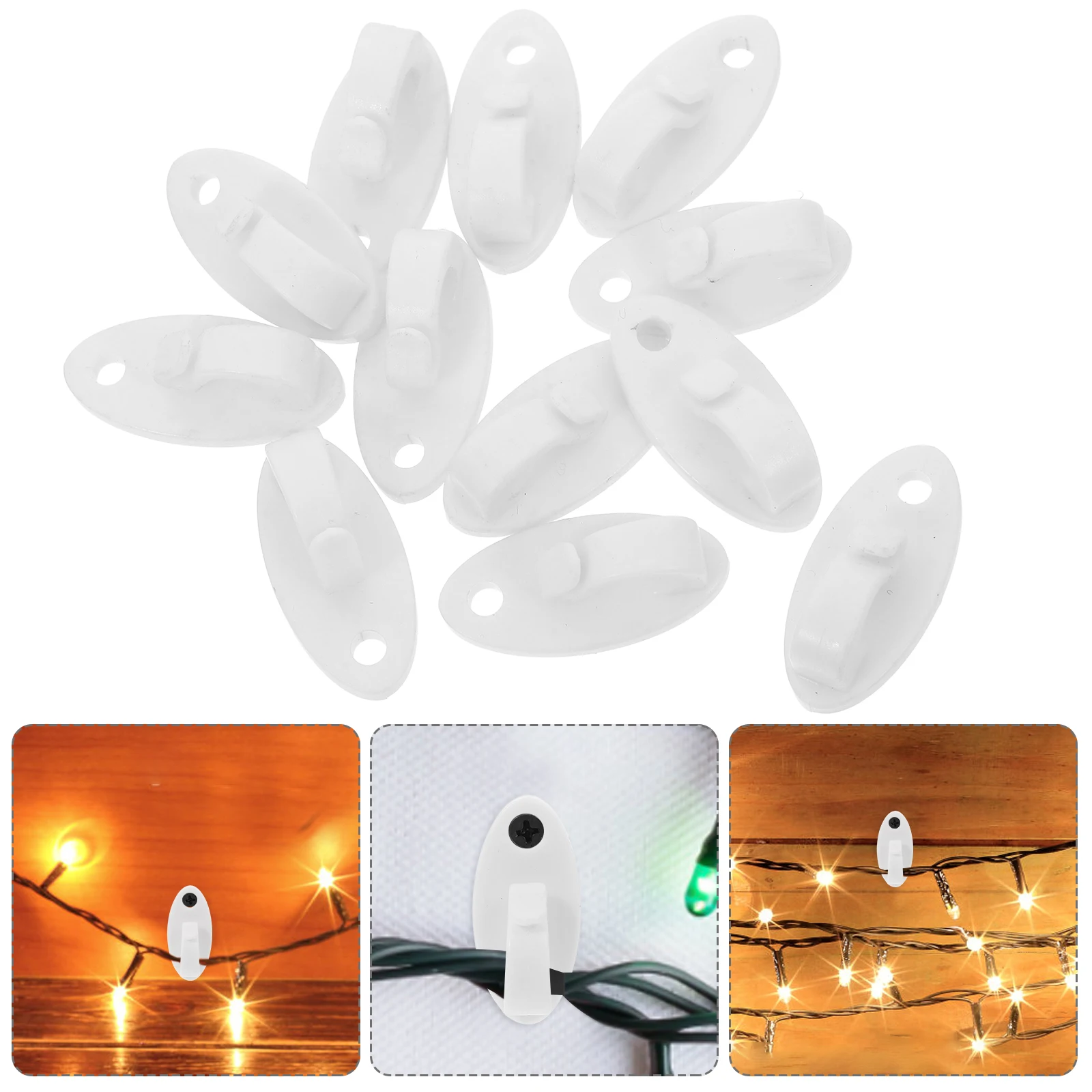 12pcs Plastic Screw-In Light Durable Ceiling Lanterns Baskets Indoor Outdoor Decorations String Light Mounting Clips Heavy Duty