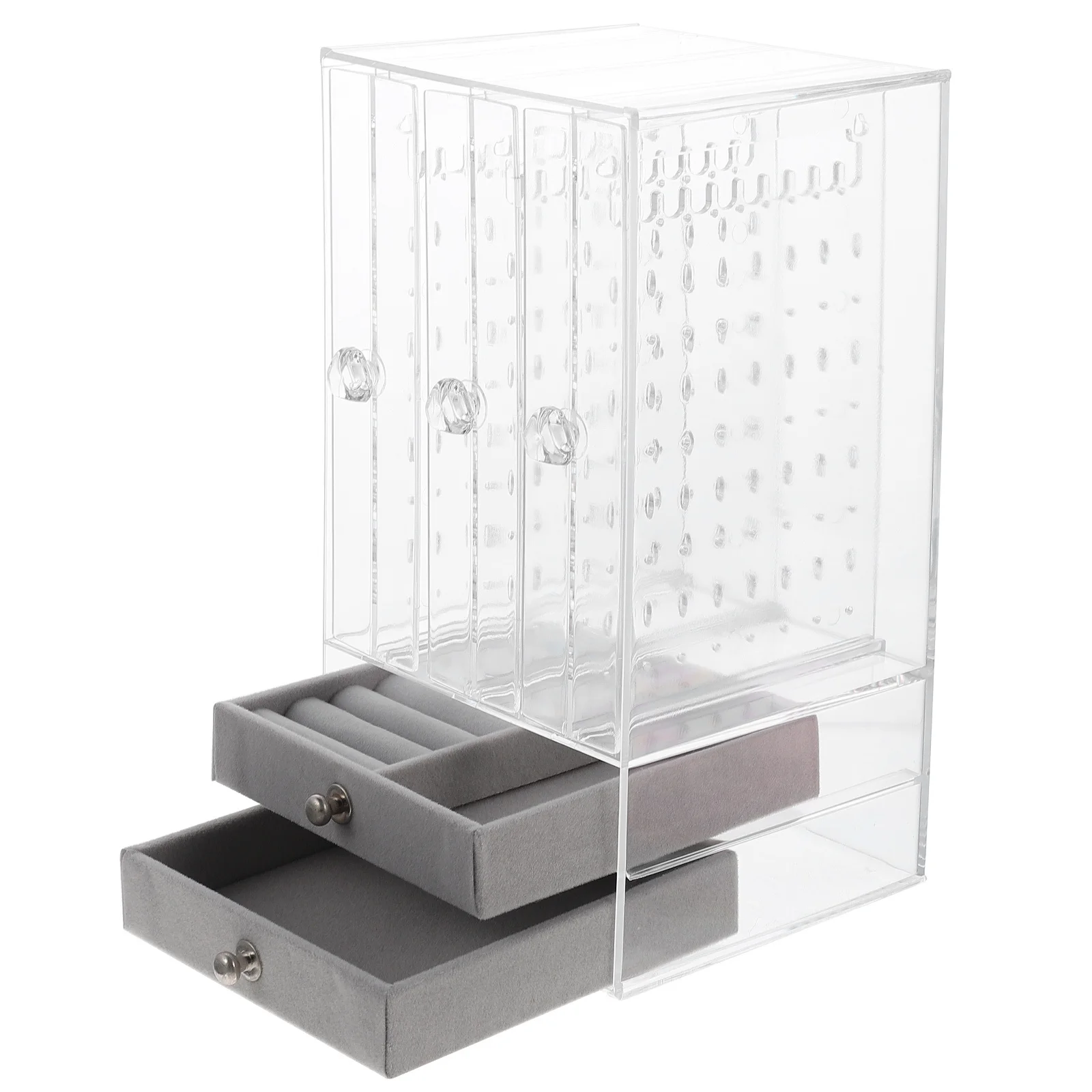 

Double Transparent Jewelry Storage Display Case Elegant Necklace Earrings Organizer for Desktop Home Necklace Display Box