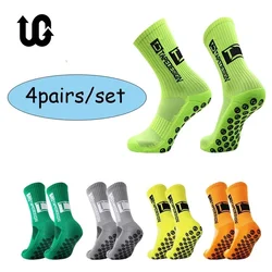 4 Pares/lote UGUPGRADE 2022 Novo ANTI SLIP Meias De Futebol Mid Calf Não Deslizamento De Futebol Ciclismo Meias Esportivas Mens Meia EU38-44