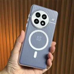 Magnetic Case For OnePlus 13 Case For MagSafe Matte Transparent Luggage Stripe Cover For OnePlus13 5G One Plus 13 Hard Shell
