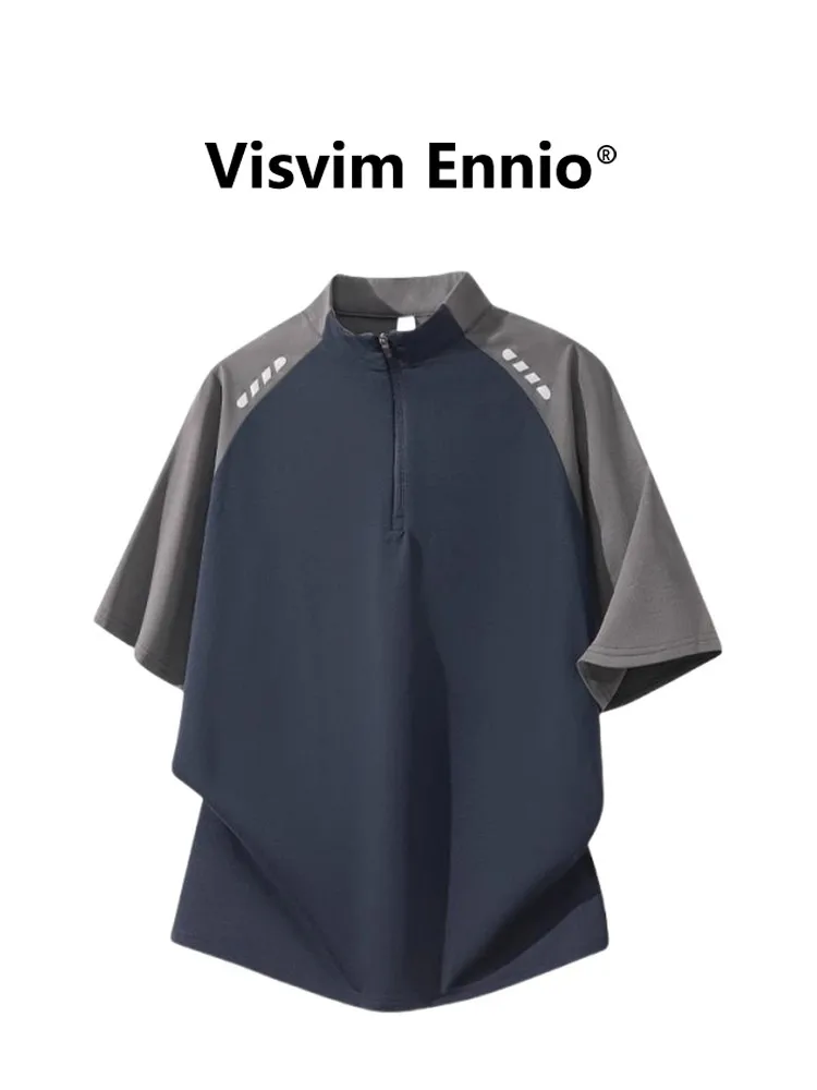 

Visvim Ennio2025 Men's Spor f-Zip T-irt Qui Dry Summer Cool Sensation Stand Collar ort Sve Faionable Casual