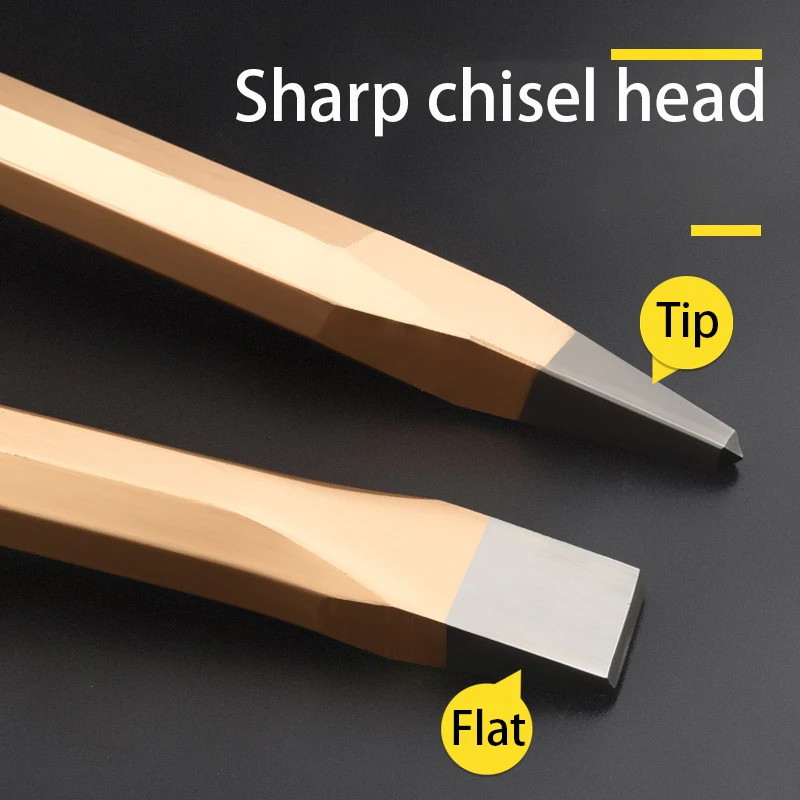 Stonemason Chisel Hand Guard Chisel Tungsten Alloy Steel Stone Breaking Tool Flat Head Pointed Chisel Hand Tools Carving Knife