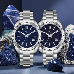 WM Watch Automatic Mechanical  Watches Lapis Lazuli/Blue Sandstone Dial NH35 AR Coated 100 Waterproof Welly Merck Watch WM223