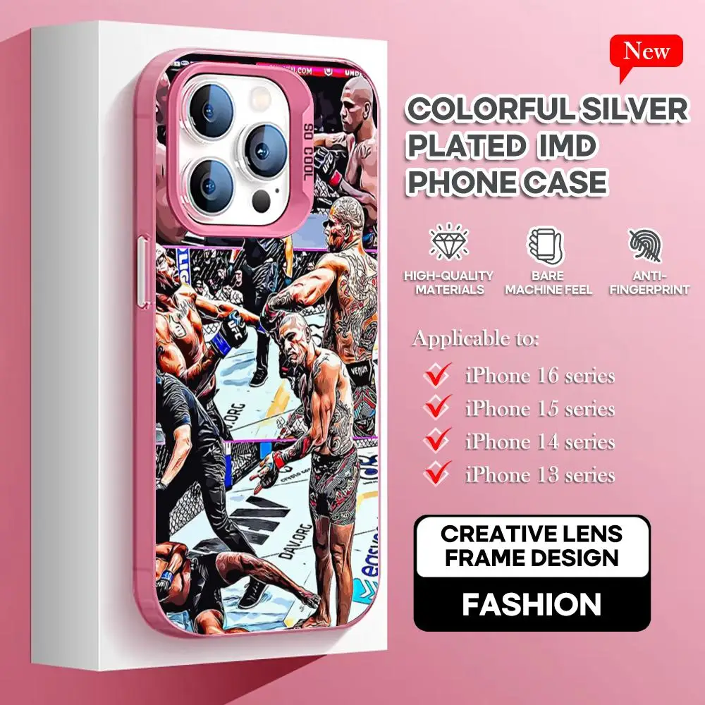 Fighting u-ufc Pereira Phone Case pink IMD IMD Colorful Silver Suitable soft case for iPhone 16 15 14 13 12 11 XS Pro Max