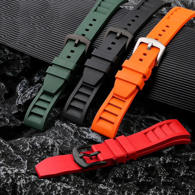Fluorine Rubber Soft Waterproof Watch Strap For Seiko Tuna Prospex Series 5 Huawei GT Casio Mido Rubber Watchband for Men 22mm