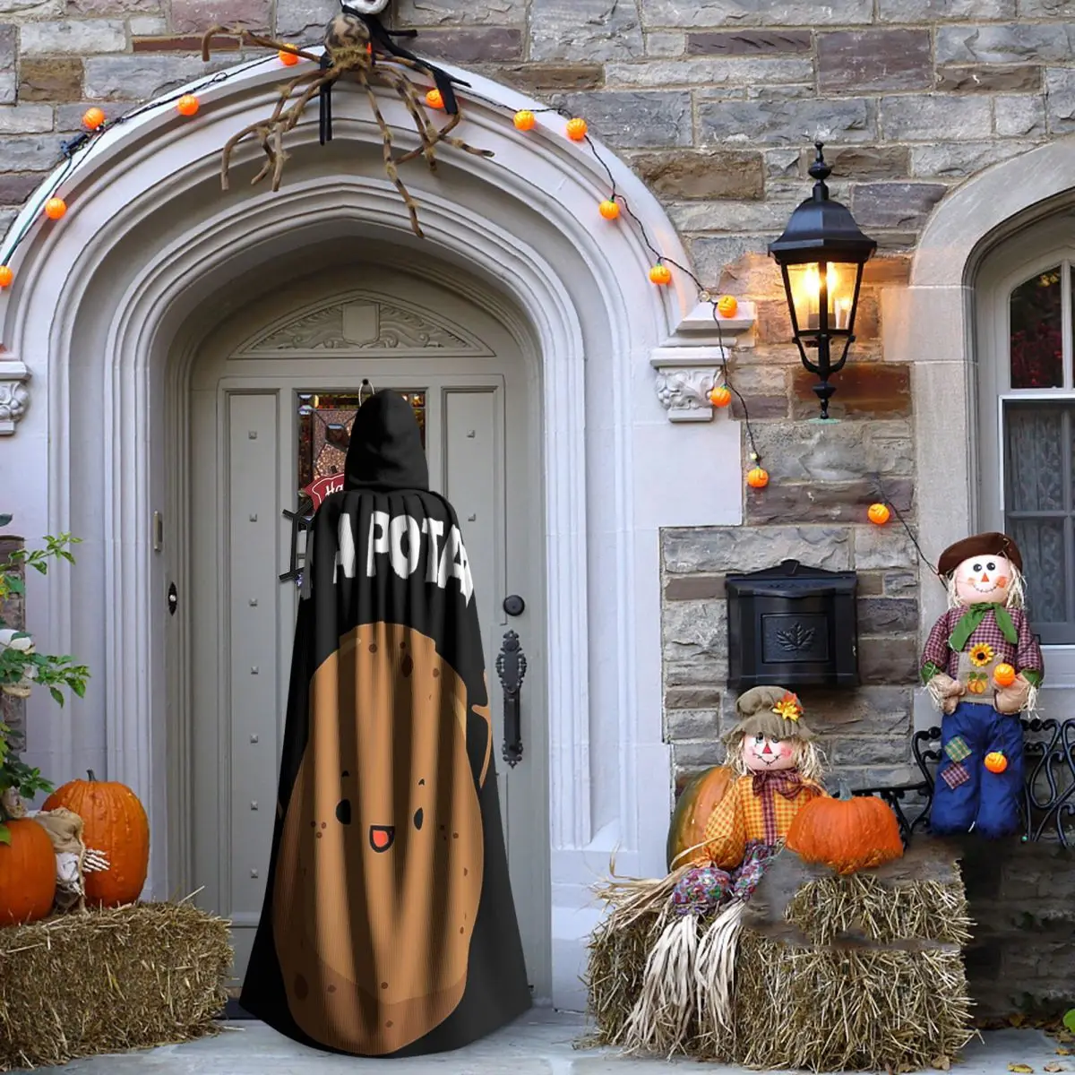 Im A Potato Taters Spud Tattie capa larga con capucha disfraz Medieval de bruja capa de Cosplay Halloween vampiro adulto Unisex