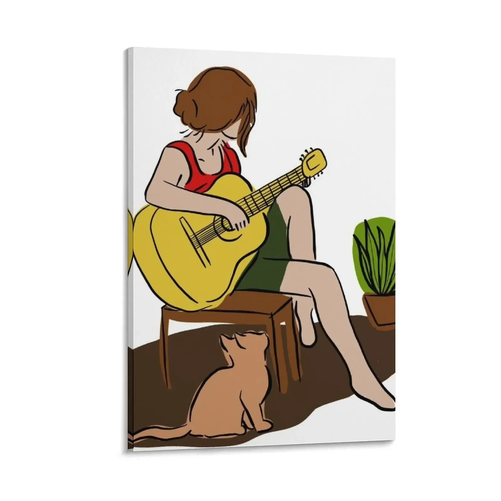 

Guitar player- music is life girls silhouette. Canvas Painting anime posters wallpapers home decor