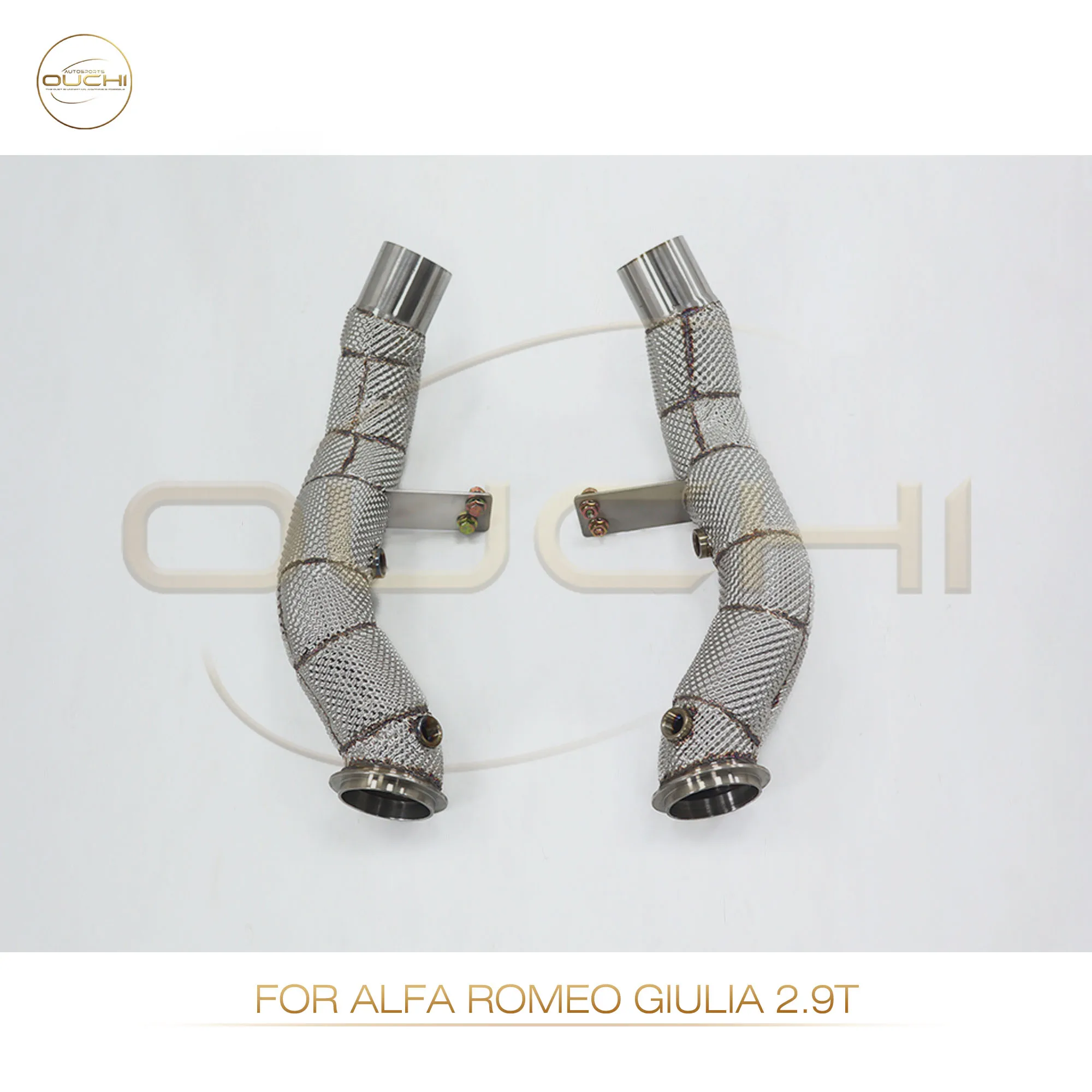 High performance downpipe for Alfa Romeo GIULIA 2.9T OUCHI Exhaust System Stainless Steel with heat shield car Accessories