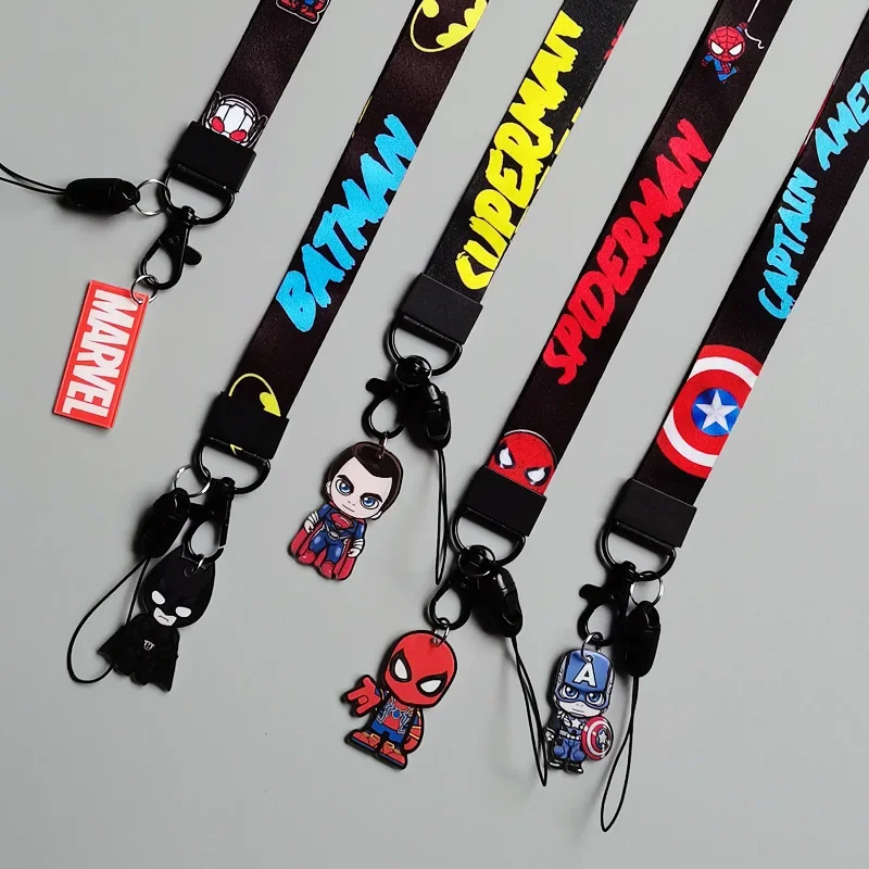 Marvel Superhero Deadpool Cartoon Long Neck Lanyard for Mobile Phone ID Cards The Avengers Spiderman Iron Man Keychain Pendant