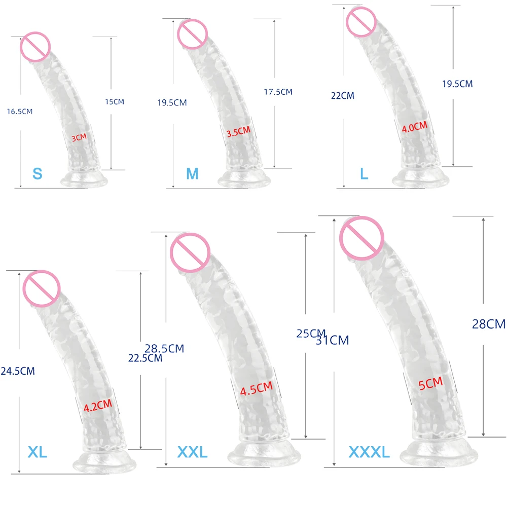 6 Size Realistic Dildo Jelly Penis Suction Cup Long Dildo Huge Sex Toys For Lesbian Women Female Masturbator Big Dick Fake Dick view 5