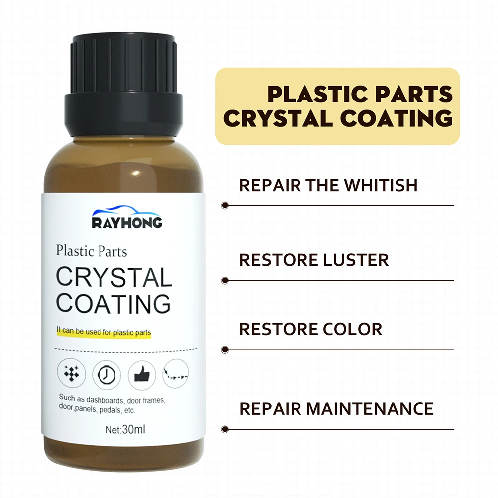 30ml Plastic Restorer for Car Easy To Use Plastics Parts Refurbishment Crystal Coating Refurbish Agent with Sponge Long Duration