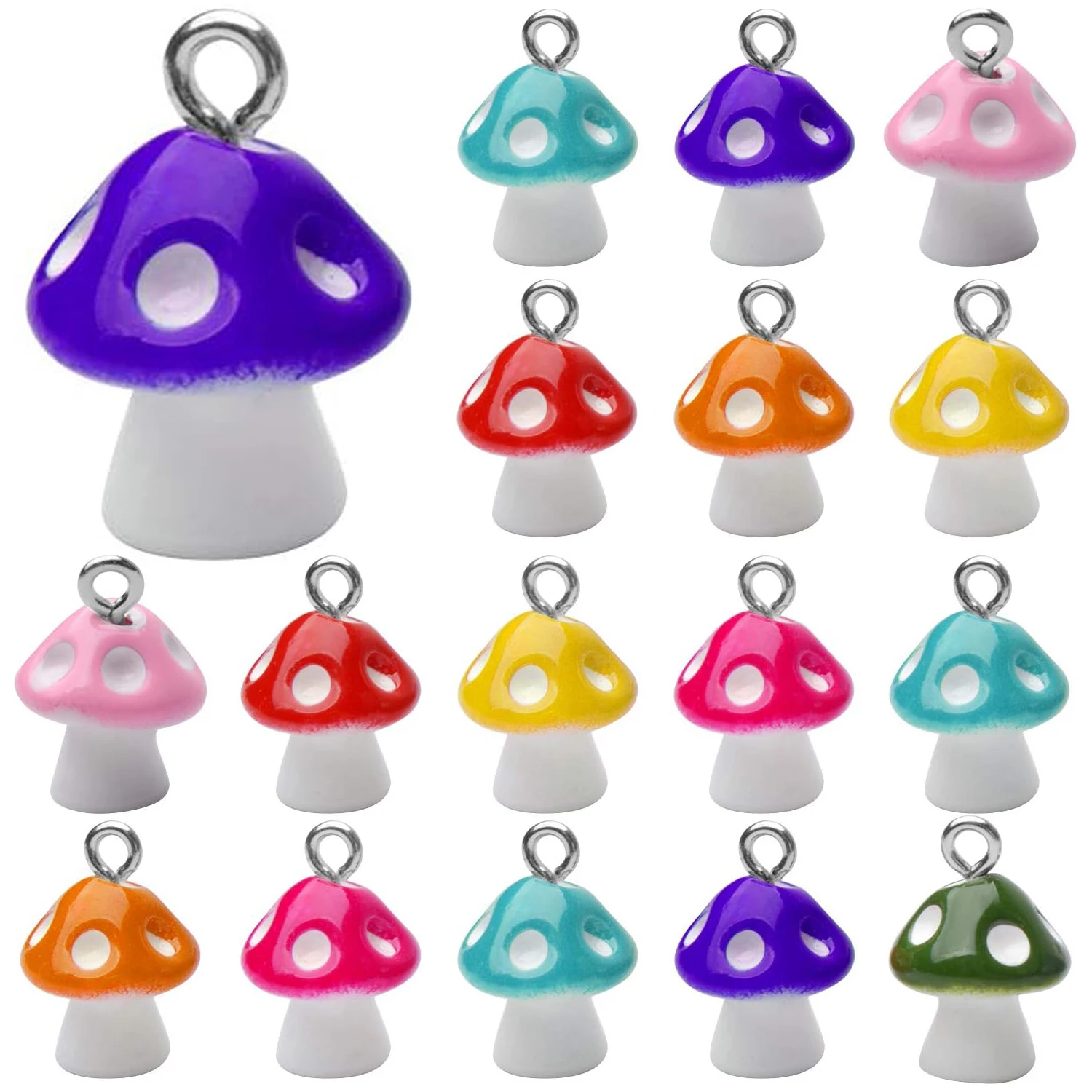 

20 шт. разноцветных подвесок-грибов из смолы для изготовления украшений, поделок своими руками, для ожерелий, браслетов, серег