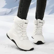 Boots Woman Winter 2023 Comfortable Outdoor Warm Cotton Shoes with Tie Up Thick Sole Ankle Boots 36-42 Rubber Boots for Women