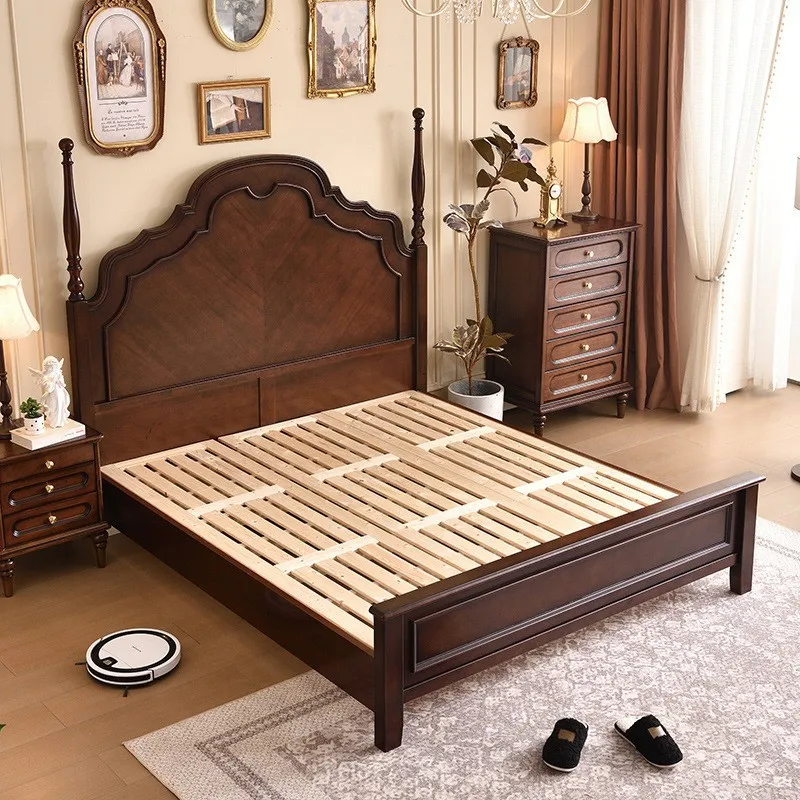 American retro 1.8 meters solid wood double bed