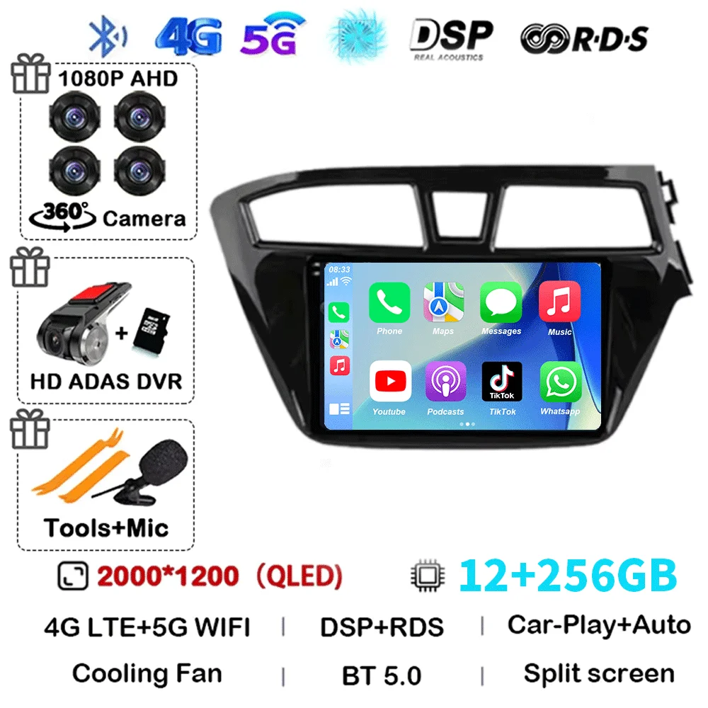 Android 16 Carplay Auto WIFI+4G For Hyundai I20 RHD 2015 2016 2017 2018 Car Radio Multimedia Player Stereo Head Unit 2din Audio image 3