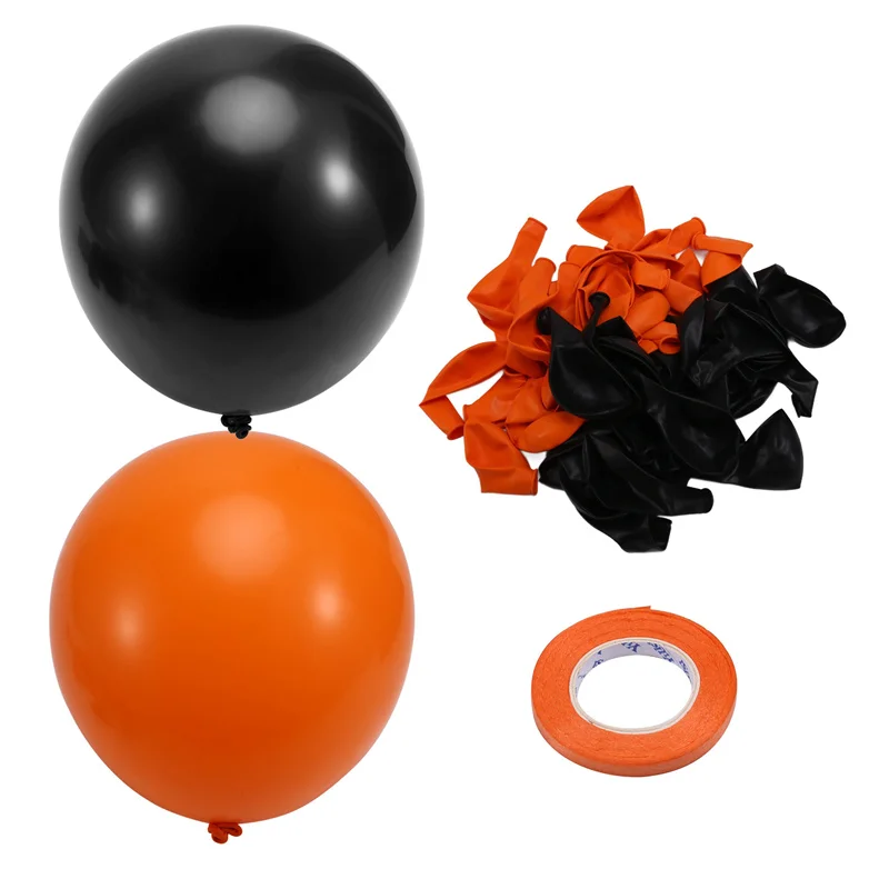 Orange And Black Balloons, Halloween Balloons Set, 67Pcs 12 Inch Black Orange Latex Balloons For Halloween Celebration