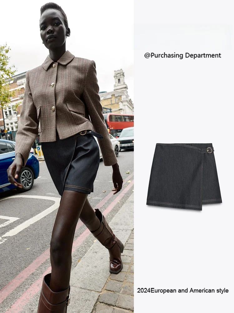 

New Women's High Waist Double Breasted Gold Buckle Skirt Pants Autumn 2025 Simple Versatile Ethnic Style Stage Costume