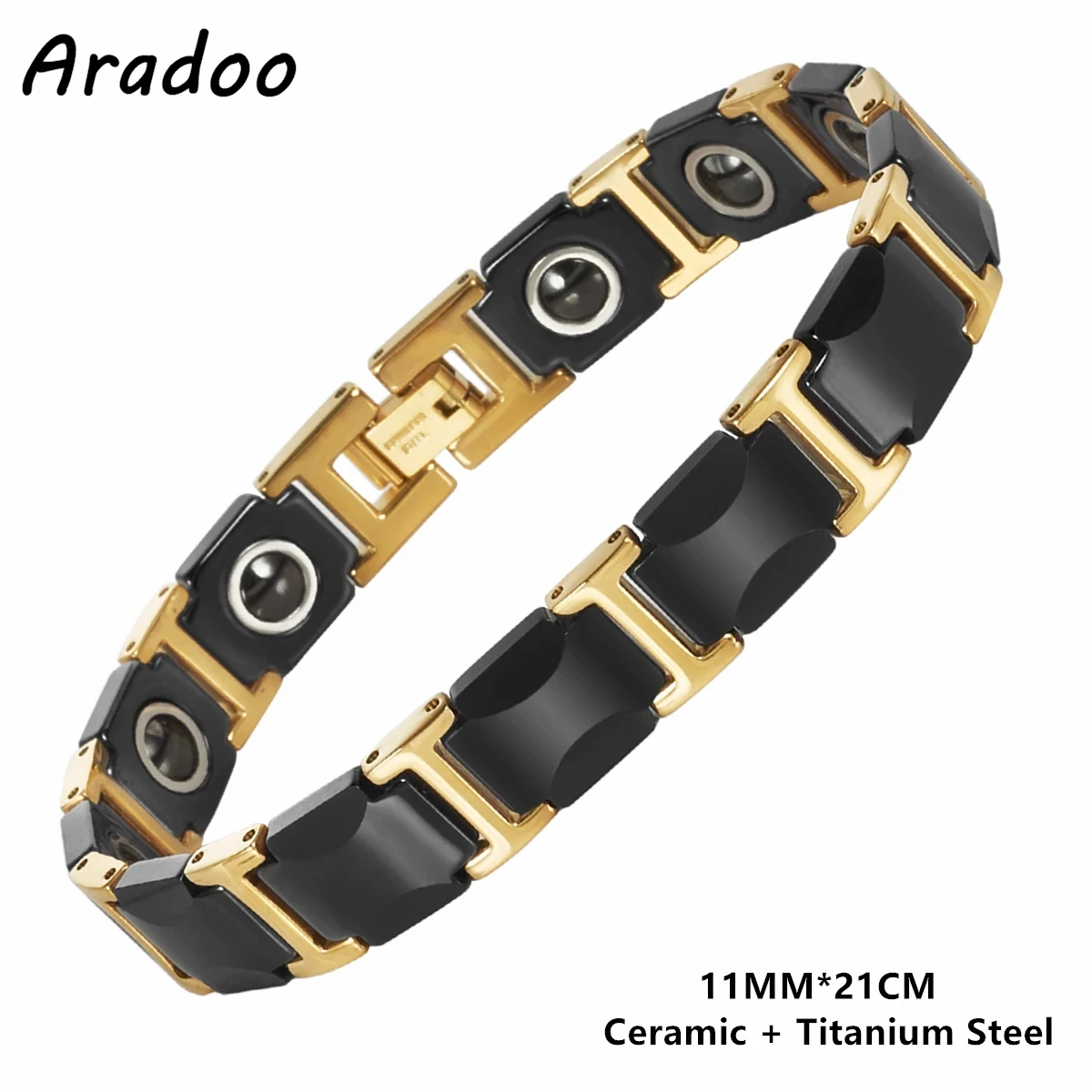 Minimalist Half Moon Arc Design Luxury Ceramic Bracelet for Men Titanium Steel Ceramic Magnetic Hematite Link Bracelets